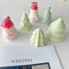 1 pieza Molde de vela de árbol de Navidad Muñeco de nieve DIY Jabón hecho a mano Yeso Resina para decoración de fiestas navideñas, regalos hechos a mano creativos, decoraciones navideñas, pijamas navideños, regalos navideños, decoración navideña