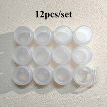 12pcs/1pc 10g Pink Empty Plastic Cosmetic Makeup Jar Pots Eyeshadow Cream Lip Balm Container Makeup Face Cream Pot Container - Multicolor - View 12