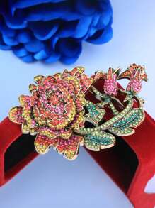 Broche de flor de peônia grande e retrô exagerado, broche de flor resistente, alfinetes de flor