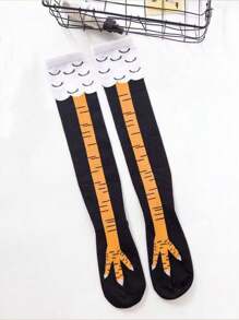 1 Par/2 Pares/4 Pares Meias Crew de Mulher com Estampa de Pato Fofa, Macia e Confortável, Design de Meia-Altura na Moda, Adequado para Feriados e Aniversários