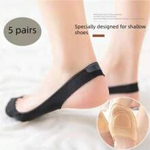 1/5 paires de chaussettes bateau invisibles pour femmes. Chaussettes en silicone d'été anti-dérapantes pour chaussures à talons hauts. Chaussettes fines en soie glacée sans semelle