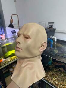 Masque en silicone nouveau visage de vieil homme capuche vieux grand-père accessoires faciaux en latex déguisement complet drôle