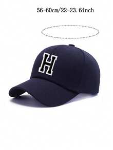 1 pieza Gorra de béisbol con letra A-Z para niños, gorra de sol de unicolor para niños y niñas, gorra de hip hop ajustable para bebés y niños pequeños - Azul Marino - Ver 9