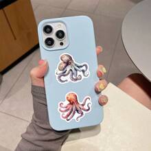 55 piezas Pegatinas lindas de pulpo, pegatinas divertidas de criaturas marinas de dibujos animados, pegatinas de tema oceánico, decoraciones artísticas a prueba de agua para sobres, botellas de agua, computadoras, portátiles, teléfonos, equipaje, cuadernos, refrigeradores
