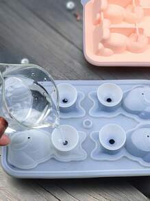 1pc 4-Hole Ice Cube Tray, Cute Cat Shaped Ice Maker, Reusable Ice Trays For Freezer, Flexible Silicone Ice Molds