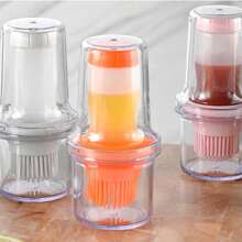 1 pieza Pincel de silicona para aceite con tapa, para untar aceite, salsa, bistec, parrilla, herramienta de cocina