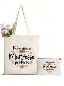 Chic "Maitresse Maitre On Vacation Do Not Disturb" Tote Bag - Stylish Beige Folding Shoulder Bag With Printing, Perfect Gift For Her, Ideal For Travel, Daily Commute & Beach Getaways, Travel Bag