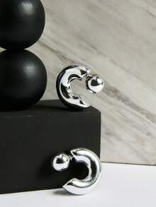 1-2 Pairs Of Smooth C-Shape Pearl Hoop Earrings Winter Gifts - CCB Earrings - View 1
