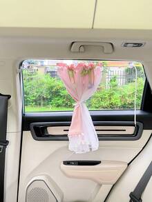 Track Type Car Window Curtain, Retractable Car Window Shade, Baby Rear Window Sun Shade Panel - Multicolor - View 2