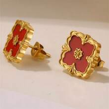 Conjunto de joyas de pulsera, collar y pendientes con flores, estilo accesorio de palacio de rombos, de estilo europeo y estadounidense