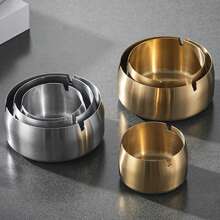 1pc Stainless Steel Ashtray, Durable & Easy To Clean, Available In Multiple Sizes, Suitable For Different Occasions