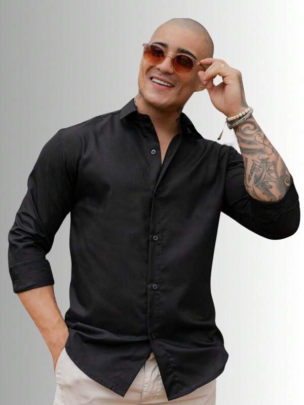Camisa Masculina Slim Manga Longa Gola Italiana Confortavel Trabalho