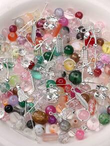 50克混合金属配件和玻璃珠 - DIY手链、项链、手机挂饰工艺品材料 - 銀色配件 - 查看 8