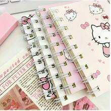 Sanrio 4pcs/1pc Sanrio Hello KT Spiral Notebook - A7 Size - Cute Thick Cartoon Theme Diary, Simple Design, Features, Simple Inner Page Style Cartoon Series Portable Notebook, Personalized Stationery, Office Supplies