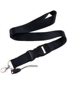 1 pièce Collier tour de cou noir, convient pour porte-badge, clés, porte-clés, enseignants, femmes et filles, sangles de téléphone, avec boucle à dégagement rapide, peut accrocher une carte d'identité, un portefeuille, accessoires de voiture décontractés, sac à breloques, école, style gothique mignon Y2k - Noir - Voir 5