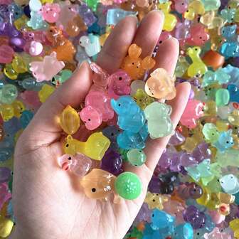 9/27/54 件 夜光迷你树脂动物蘑菇微型小雕像适用于仙女花园微景观水族箱盆栽家居装饰派对庆典用品