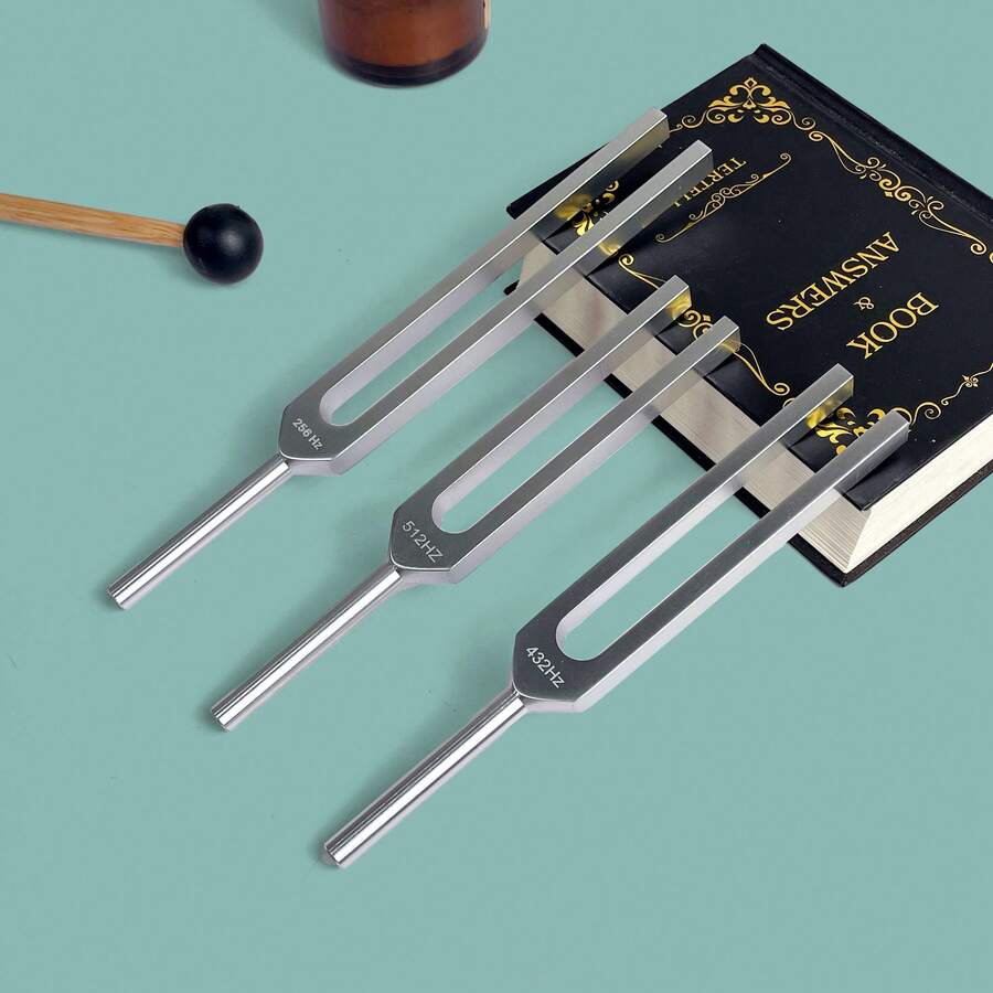 1 个音叉,标准 A,512Hz/256Hz,物理实验工具,声学教学音叉,432Hz 共振,声音治疗仪器,缓解压力,放松,消磁,正念冥想设备 - 銀色 - 查看 1
