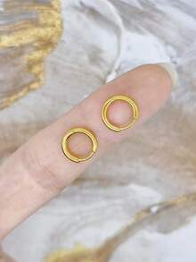 3 对防过敏不锈钢耳环套装，适合多个耳孔，精致的 14K 镀金耳环，适合女性，时尚可爱的小环和耳钉耳环堆叠，适合敏感耳朵 - 耳環套裝 - 查看 3