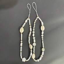 1 buc. Șnur de telefon decorativ cu scoici în stil boem, mărgele de lut și perle artificiale, cadouri pentru mamă, familie, prieteni, ziua de naștere, pandantiv de telefon de sărbători, lanț de telefon