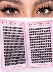 392240/144pcs Cluster False Eyelashes, High Volume D-Curl, DIY Lash Extension, Natural & Thick, Delicate & Lightweight, Super Soft, Reusable, Single Lash Segment Eyelash Extension Kit, Suitable For Travel, Daily Wear (Beginner Friendly), Wedding, Date, Party, Holiday, Also Great As Christmas/Halloween/Gift Eyelash Set - Black - View 10