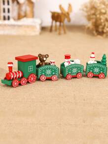 1 pieza Decoración de tren de madera de 4 secciones para Navidad, regalo para fiesta navideña, lindo adorno de madera para ventana, jardín, mesa, decoración navideña para el hogar, habitación y mesa, colgante decorativo para Navidad, Feliz Navidad