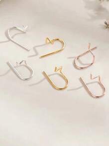 S925 Sterling Silver Line Earrings, Ear Hole Geometric Earrings, Minimalist Style, Mini Compact Earrings, Suitable For Women To Wear On Various Holidays