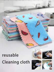 20pcs Kitchen Cleaning Cloth, Reusable Dishwashing Cellulose Sponge Cloth With Strong Water Absorption, Coral Velvet Cleaning Rag, Quick-Dry Towel For Kitchen Cleaning