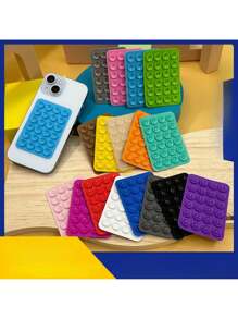 24-Grain Silicone Suction Cup Black Double-Sided Suction Cup Sticker Anti-Slip Mobile Phone Case Portable And Movable Mobile Phone Stand Square