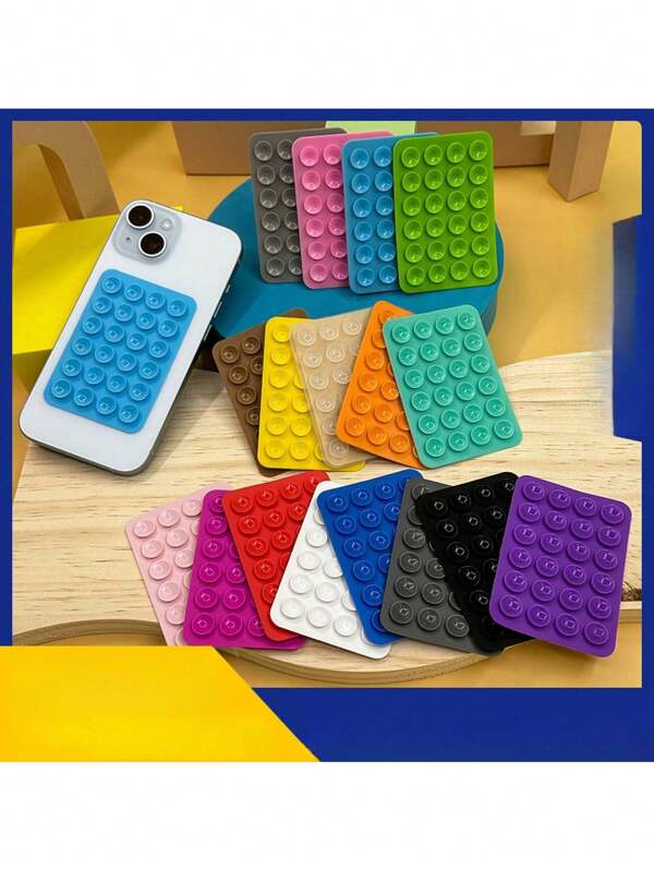 24-Grain Silicone Suction Cup Black Double-Sided Suction Cup Sticker Anti-Slip Mobile Phone Case Portable And Movable Mobile Phone Stand Square