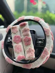 General Flower Car Steering Wheel Cover Milk Whisper Warm Anti Slip Handlebar Cover Romantic Flower - 均碼 - 查看 18