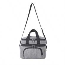 1 pieza Bolsa de almuerzo aislada portátil, 27 x 20 x 22 cm, con asas, diseño de doble capa, adecuada para picnics al aire libre, almacenamiento de alimentos, fiambrera, útiles escolares, vuelta al colegio