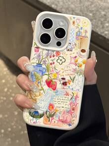 1pc Cute Cat & Strawberry Pattern Waterproof, Anti-Drop, Anti-Slip Soft Phone Case, Compatible With Apple And Phones Shockproof Scratch Resistant - Multicolor - View 3