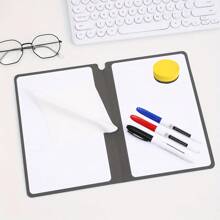 1pc Reusable Small Whiteboard Set, 4 Colors Available (Grey, Dark Blue, Brown, Beige), Includes Whiteboard Marker, Eraser Cloth, Sponge Eraser, Versatile For Office, Home, School Use - Memo Board, Drawing, Doodle, Learning,School Supplies,Back To School