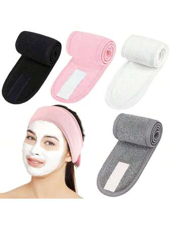 4 Pcs Spa Headband, Self-Adhesive Adjustable Headband For Face Wash Makeup Beauty, Facial Loop Yoga Headband Towel,Skincare Headband,Beauty,Skin Care Products,Spa,Self Care,Skin Care Tools,Face Care,Esthetician Supplies,Skin,Face Wash,Facial