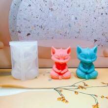 1pc Fox Shape 3D Candle Mold For Meditation, Silicone Plaster Craft Painting Figurine DIY Mold
