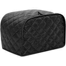 4 Slice Toaster Cover, Polyester Fabric Quilted Four Slice Toaster Appliance Dust-Proof Cover For Kitchen Small Appliance Dust And Fingerprint Protection (Black) - Two Slice - 查看 4