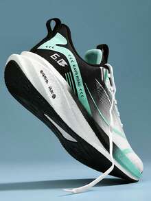 男士轻便透气碳板爆米花减震回弹跑步鞋，适合夏秋季 - 墨綠色 - 查看 1