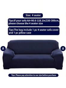 Bộ 2 vỏ bọc ghế sofa lụa sữa màu trơn [Mỗi chiếc có 1 vỏ đệm], vỏ bọc ghế sofa đàn hồi cao chống thú cưng dễ lắp đặt cho phòng khách đơn/đôi/ba/bốn chỗ ngồi - Màu xanh hải quân - Xem 6