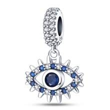 1 Piece 925 Sterling Silver Magic Eye Gemstone Pendant, Star And Moon Blue Eye Pendant, Sacred Eye Pendant, Moon And Eye Pendant, All-Seeing Eye Pendant, Devil's Eye Series Lucky Rotating Eye Pendant, Evil Guardian Sacred Eye And Hand Pendant
