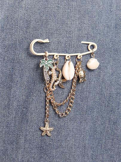 1 件波西米亚海洋风格棕榈树、海星、海龟、贝壳、海马胸针，多功能装饰配件，适用于女士服装、裤子、帽子，多种造型选择