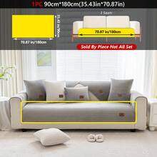 1PC Minimalist Velvet Straight Striped Plush Sofa Cushion – Pet-Friendly, Non-Slip, Fits 1/2/3/4-Seater Modular Sofas. Sofa Cover Protector For Living Room & Home Furniture, Decorative Cover With Label Design For A Premium Look.