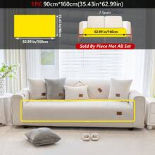 1PC Minimalist Velvet Straight Striped Plush Sofa Cushion – Pet-Friendly, Non-Slip, Fits 1/2/3/4-Seater Modular Sofas. Sofa Cover Protector For Living Room & Home Furniture, Decorative Cover With Label Design For A Premium Look.