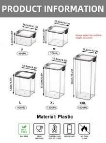 CAFELFFE Square Kitchen Storage Jar, Transparent Food Storage Box 1 Piece