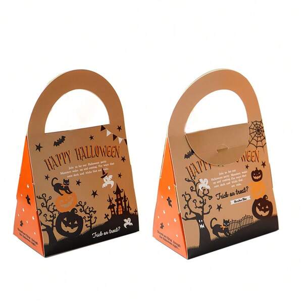 5pcs Hand Carry Halloween Happy Haloween Candy Box Biscuits Halloween Beef Candy Box Tote Bag