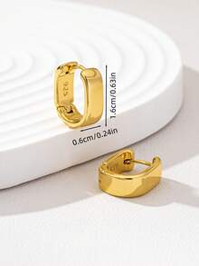 1 Pair Fashion Elegant Copper Alloy Metal Hoop Earrings, Simple Design For Women, Versatile And Casual - Yellow Gold - View 4