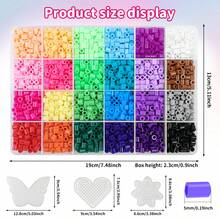2400 pezzi Kit fai da te per creare perline a fusione, 24 colori vivaci di perline da fondere, con tavoletta, carta da stiro e pinzette - Set regalo creativo per compleanni (perline da 5mm) - Fagioli - Visualizzare 5