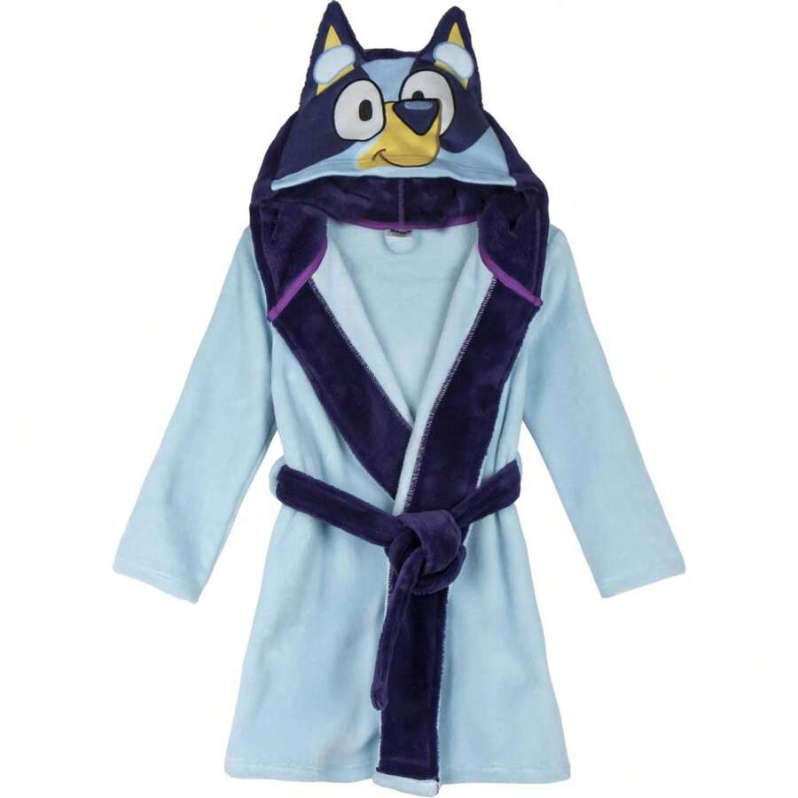 Cerdá Bluey Kids Bathrobe - Soft And Warm Winter Bathrobe - Sleepwear With Hood And Adjustable Belt - Blue - View 1