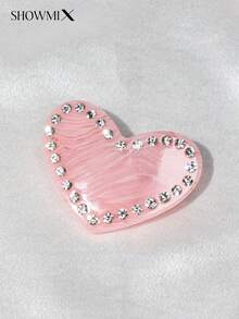 Customized Acetate Frame Hair Clips With Hand-Embedded Diamonds, Customized Logo Or Name, Versatile Heart-Shaped Hair Clips - Multicolor - View 10