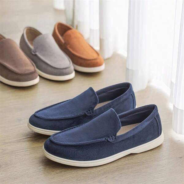 Calzado casual de primavera/verano 2025 de moda coreana, mocasines para hombre, zapatos de lona transpirables con suela gruesa para correr al aire libre, zapatos náuticos casuales transpirables y ligeros de sencillo enfundado