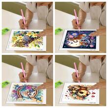 1 套卡通动物图案钻石画套件，DIY 特殊形状水晶钻石部分马赛克手工工艺品，手工艺术礼物，节日派对装饰，无框帆布墙艺术，适用于卧室、办公室、客厅（11.81x11.81 英寸）